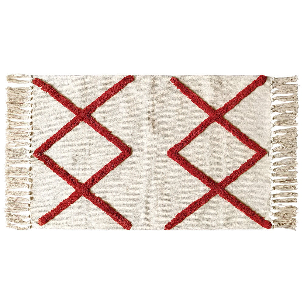 Tapis rectangulaire beige tufté terracotta 50x80cm