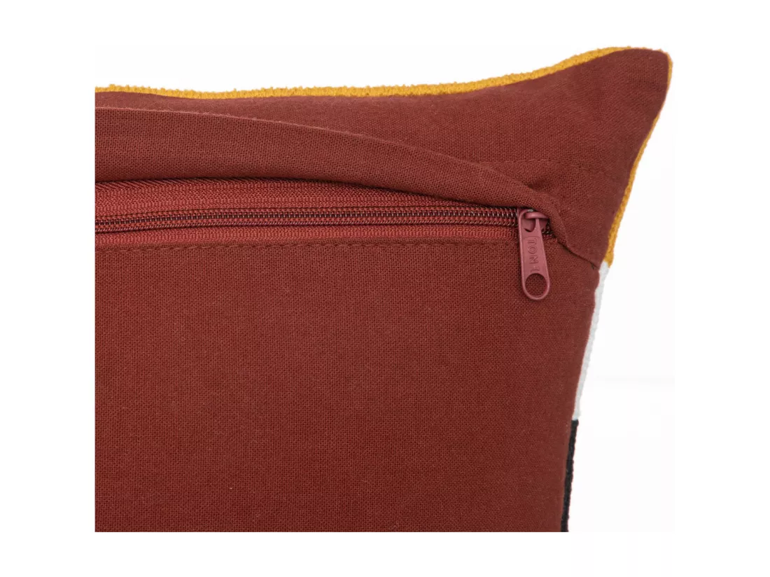 Coussin décoratif déhoussable en coton motifs brodés Multicolore 30 x 50 cm