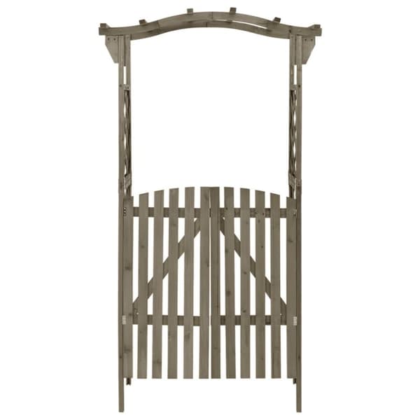 vidaXL Pergola med port 116x40x204 cm heltre gran grå