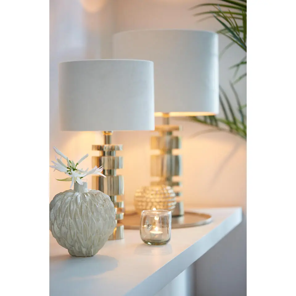 Light & Living - Lampenkap VELOURS - Ø25x18cm - Wit