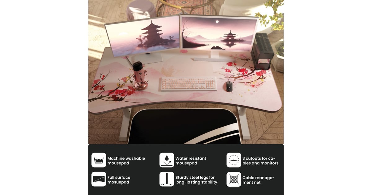 ArozziArena Gaming Desk - Sakura  (Wit/rosé)