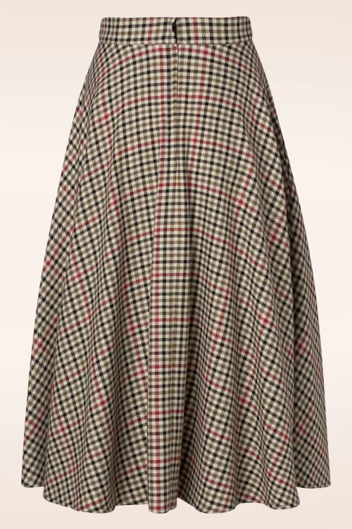 Banned Retro Hilda check swing rok in beige