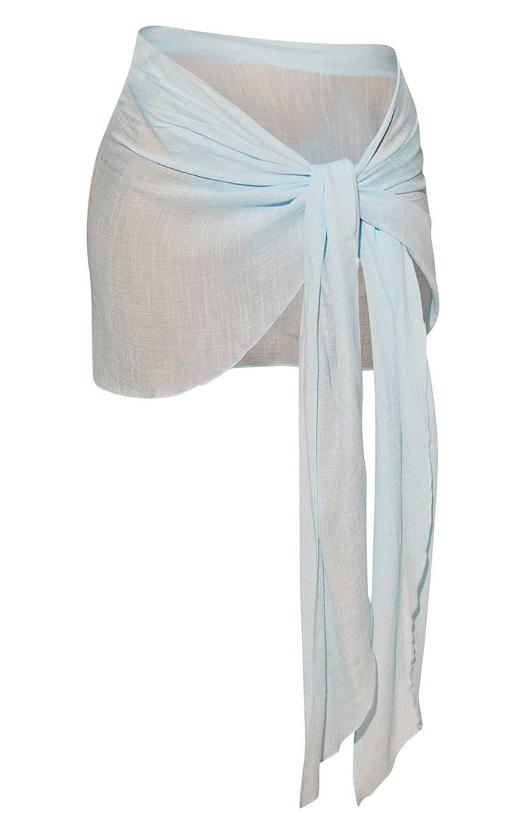 Bleu Layette Top À Épaules Drapées Effet Lin