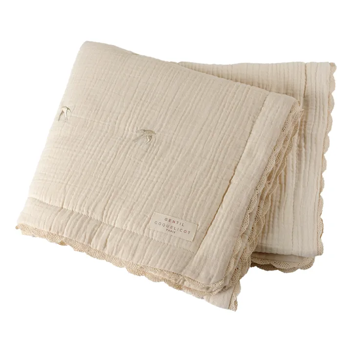 Gentil Coquelicot Plaid matelassé brodé hirondelles en gaze de coton