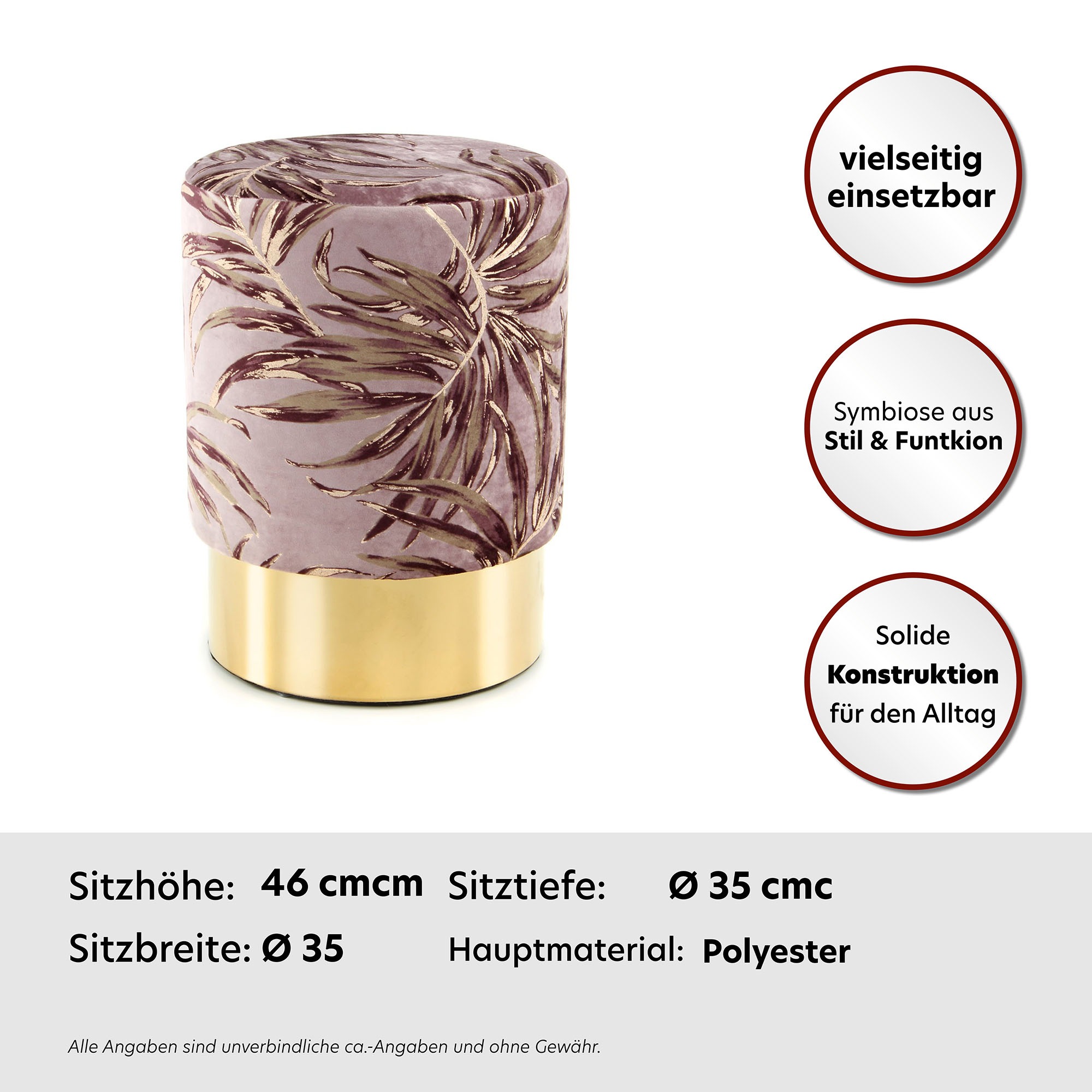 Kayoom Sitzhocker »Hocker Gipsy 225, stilvoller Sitzhocker, runde Form, stilvolles Design« 1 Stk. tlg. facettenreich, platzsparend, vielfältig einsetzbar, weiche Polsterung