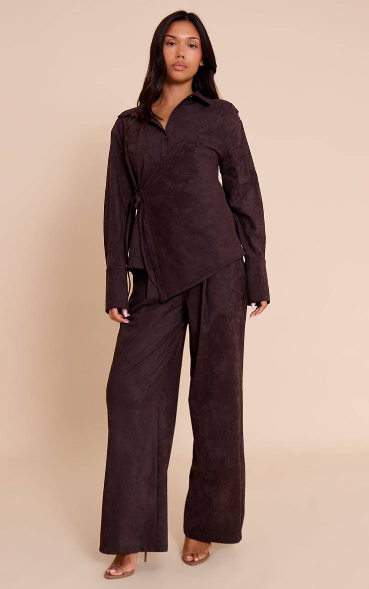 Chocolat Ensemble Coordonné Chemise Cache-cœur En Synthétique