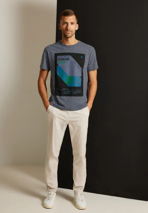 T-Shirt mit Frontprint - smoke grey melange