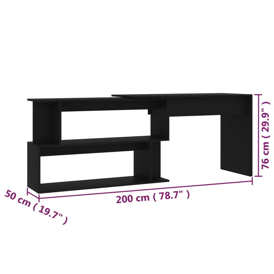 vidaXL - Bureau - Zwart - Bewerkt hout