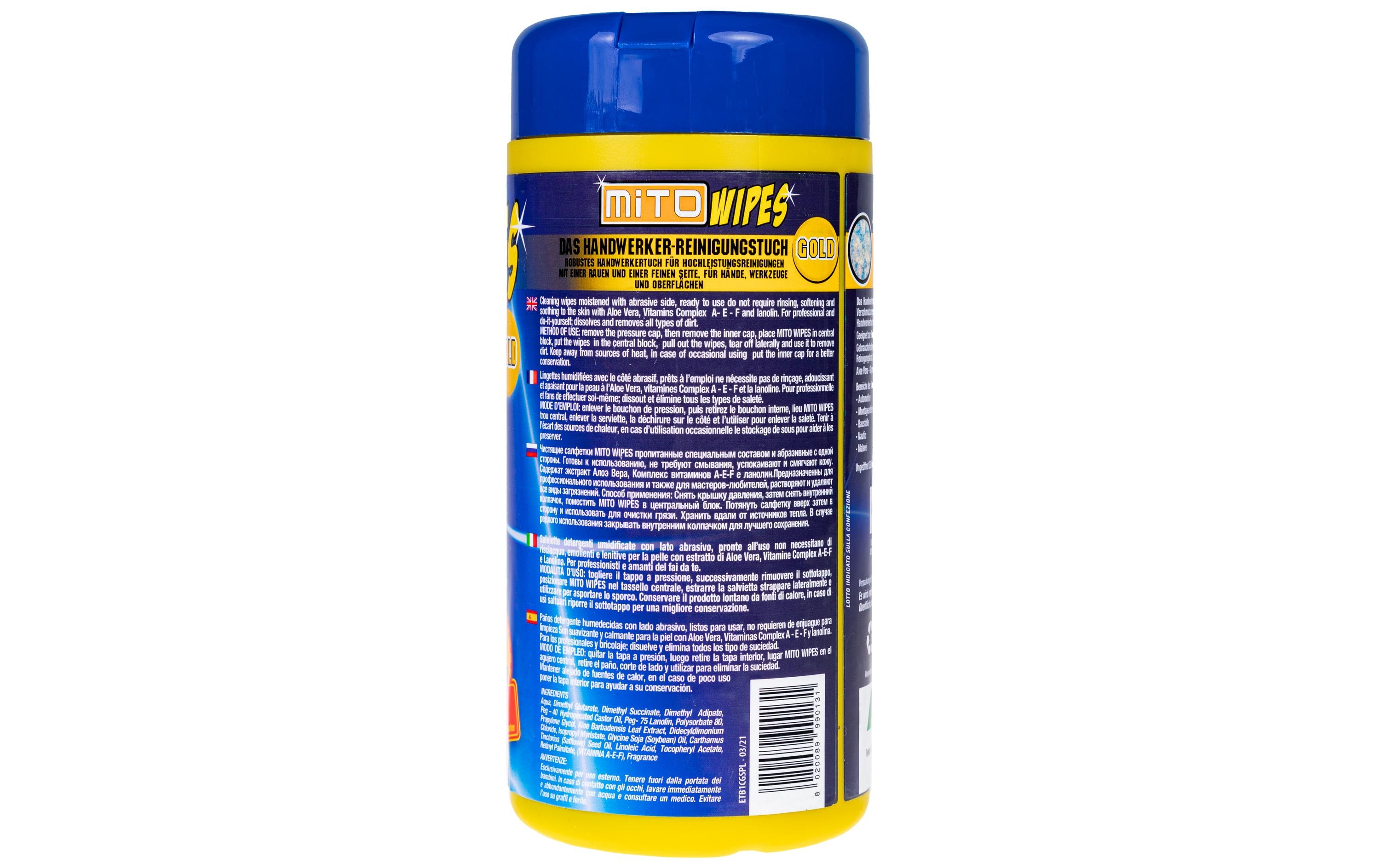 Reinigungstücher MITO Wipes Gold 50 Stück, 22 x 15 cmHandwerker Reinigungstücher