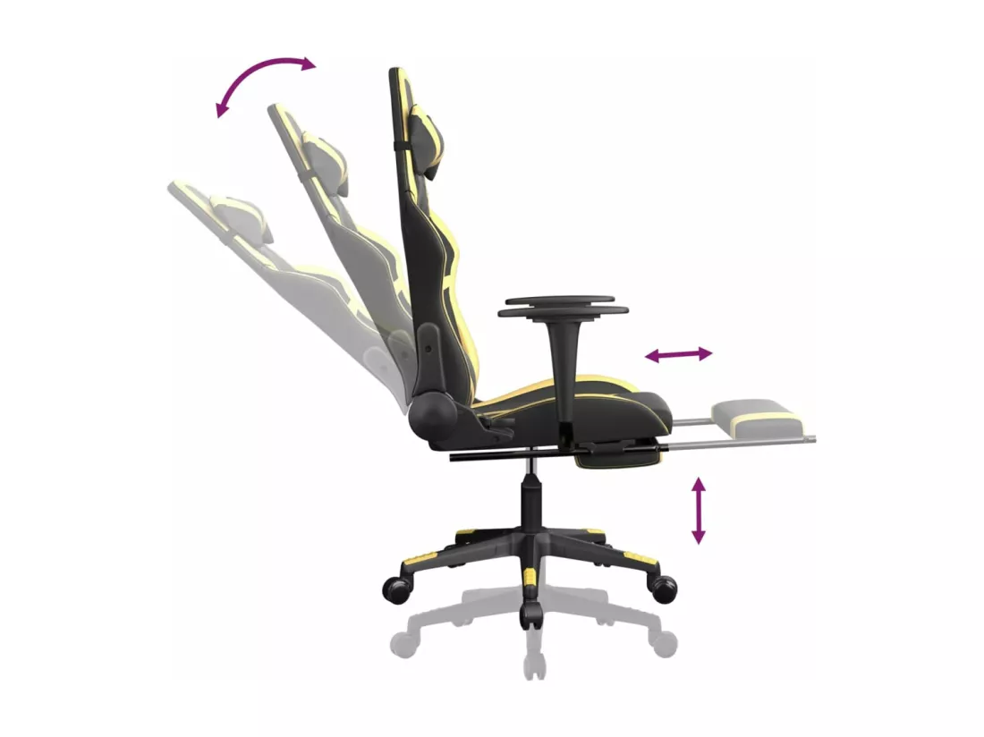 Chaise de jeu de massage avec repose-pied Noir&Doré Similicuir
