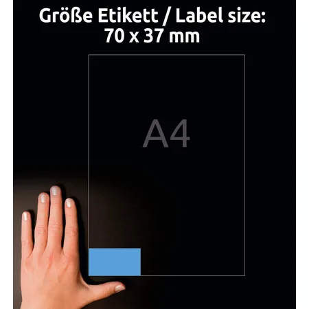 Avery Zweckform 3449 Farbige Etiketten,A4 70 x 37 mm, 100 Bogen/2.400 Etiketten, blau