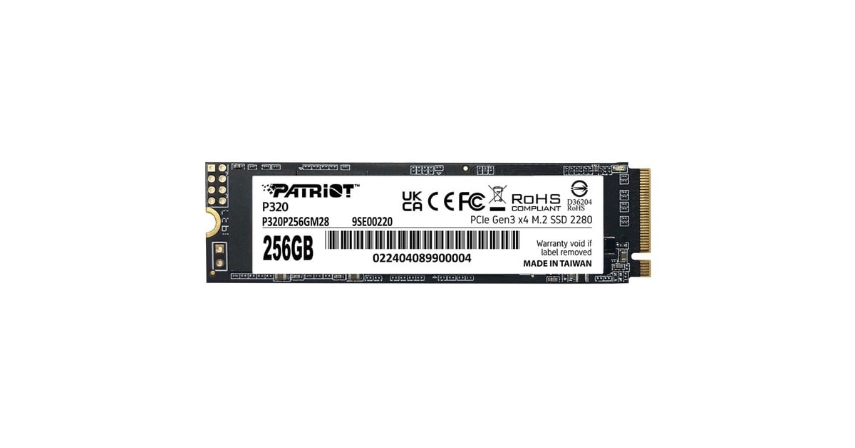 PatriotP320 256GB SSD  (PCIe 3.0 x4, NVMe 1.3, M.2 2280)
