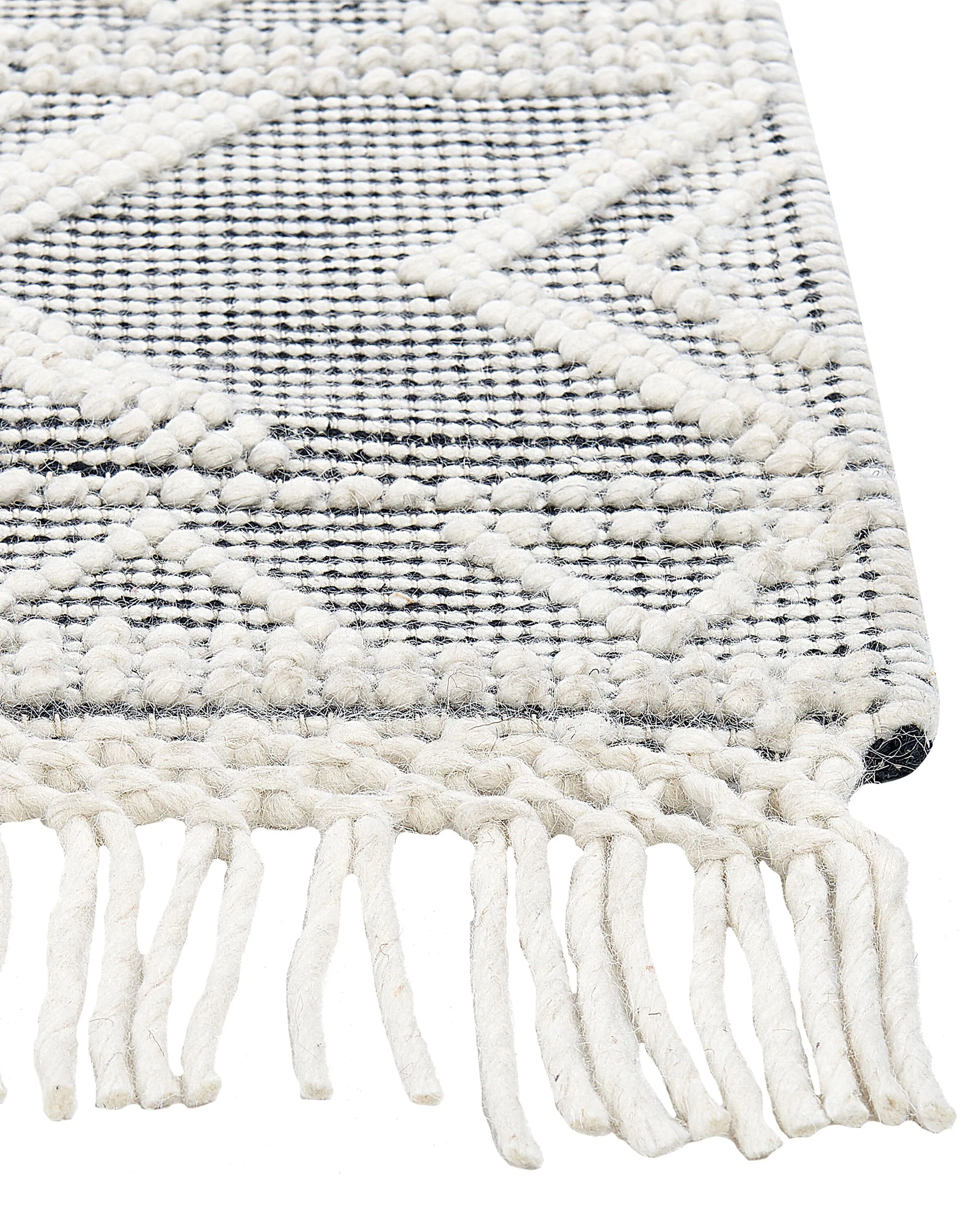 Vloerkleed PAZAR Zwart/wit 160 x 230 cm Wol