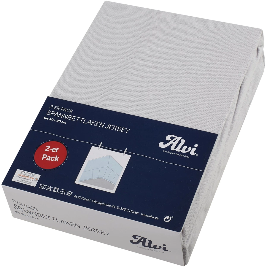 Alvi® Spannbettlaken Doppelpack silbersilber 40 x 90 cm