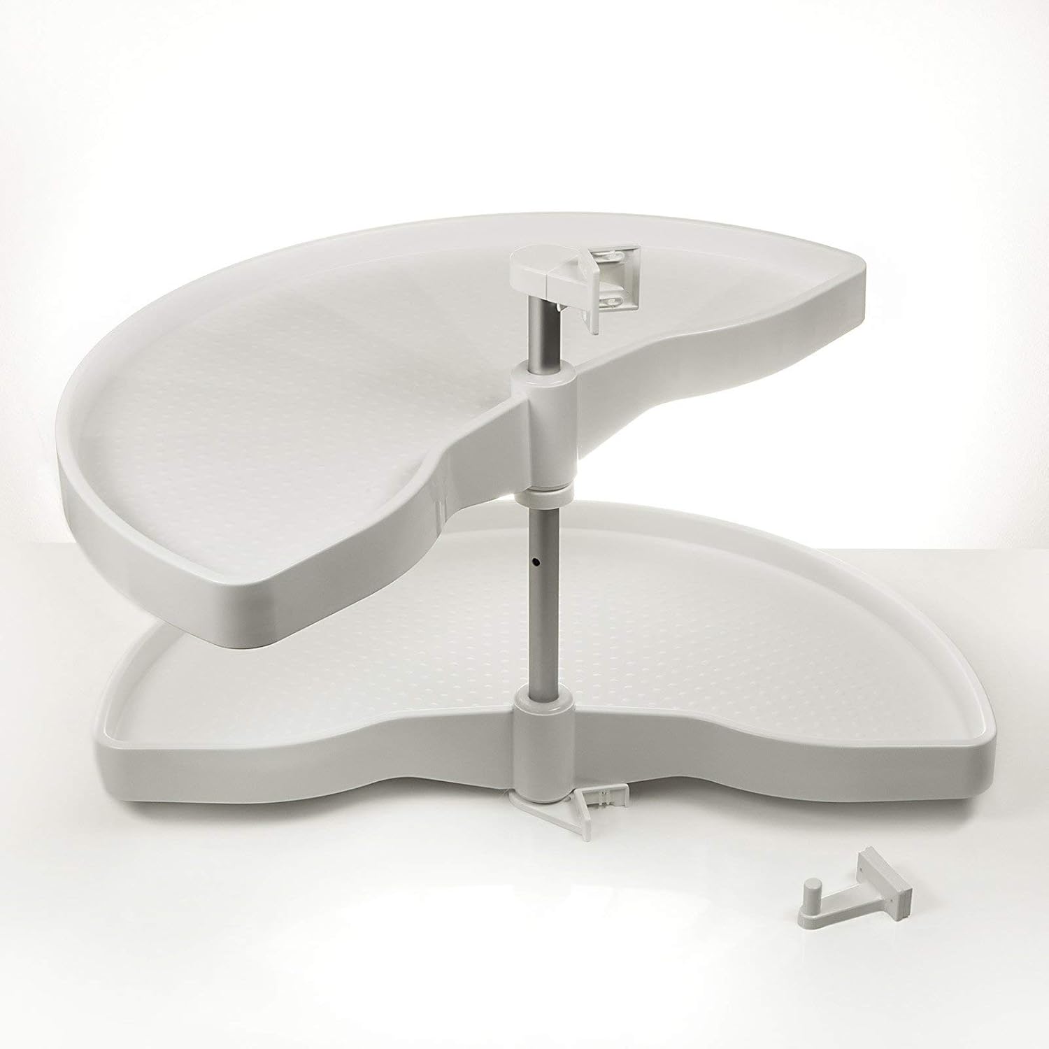 Eckschrankdrehbeschlag 1/2-Kreis Drehbeschlag 1000er Halbkreisboden mit weißen Drehböden belastbar bis 20 Kg pro Boden für 100er Eckschrank von SO-TECH® - Made in Germany