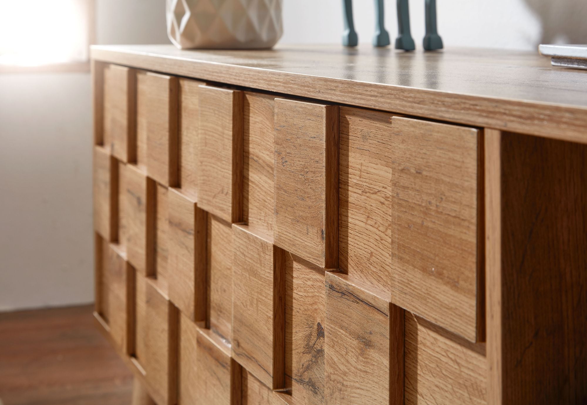 KADIMA DESIGN Eichen-Dekor Lowboard, TV-Unterschrank, Aufbewahrung, bis 70-Zoll TV