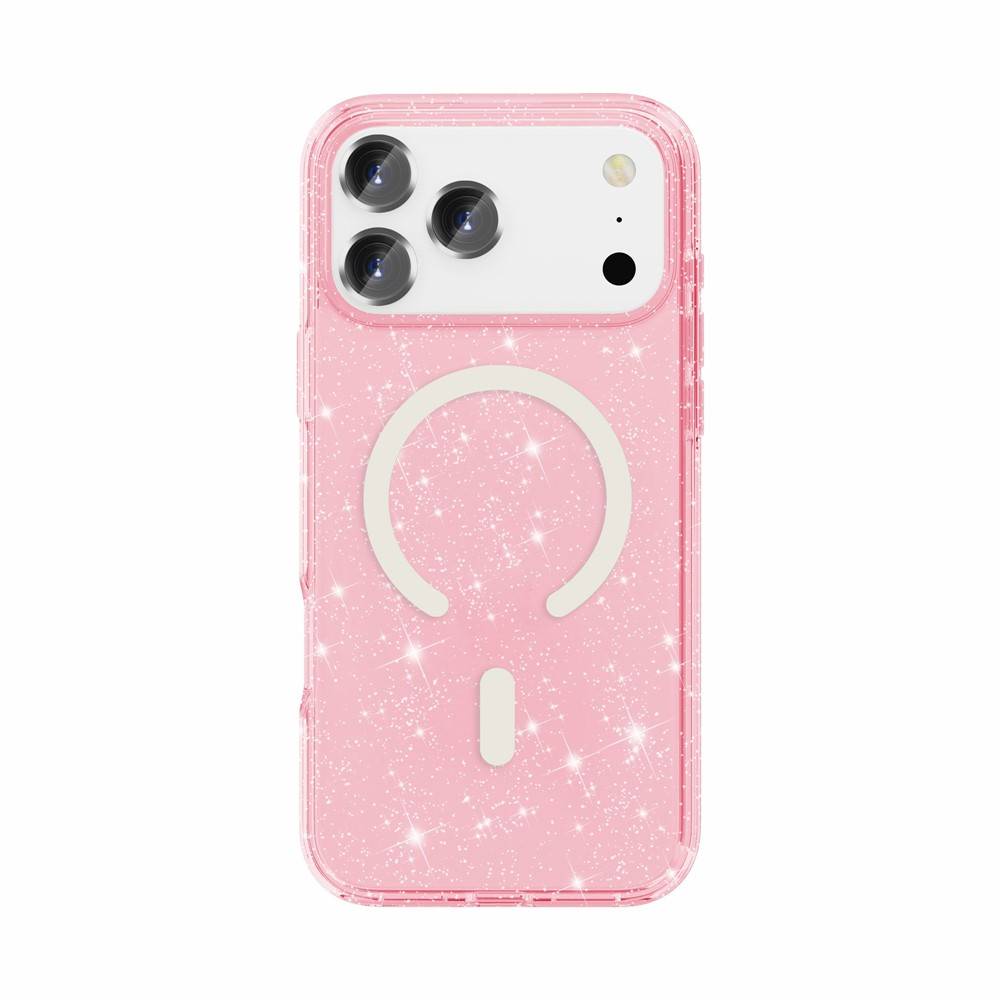 iPhone 17 Pro Max MagSafe Hybrid Hardcase Schutzhülle im Glitzer Design - Pink / Transparent