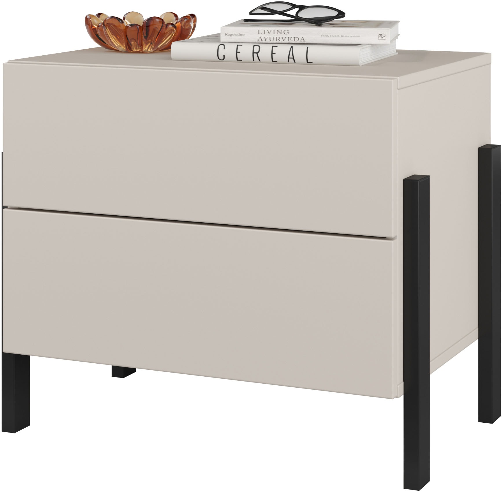 Home affaire Nachtkommode »Jukon, Breite 59 cm, moderne Kommode mit zwei Schubladen« Nako mit zwei Schubladen, push to open Funktion