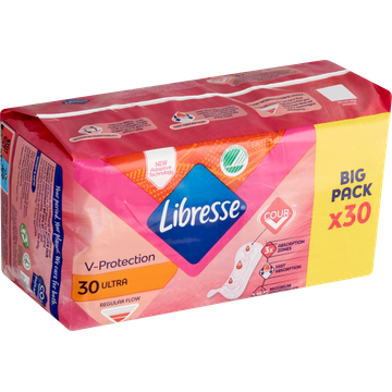 Libresse V-Protection Maandverband Ultra Regular Flow Big Pack 30 Stuks