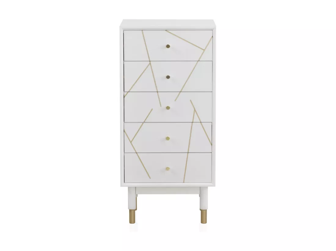 Commode 5 tiroirs laquée blanche