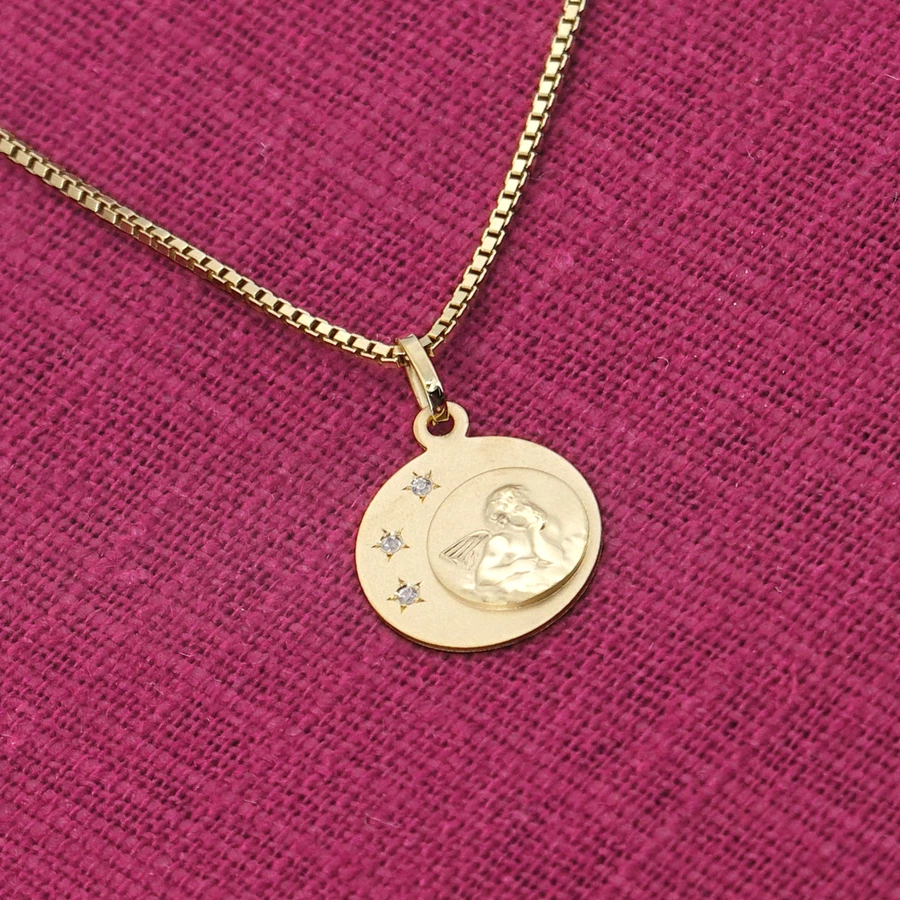 trendor Kinder-Anhänger Amor Gold 333 mit vergoldeter Silber-Halskette gold