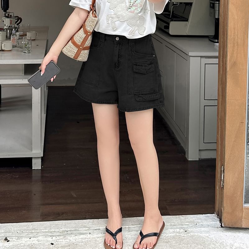 Ashteroid - Gewassen denim shorts met hoge taille