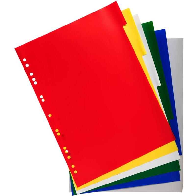 Intercalaires polypropylène souple 6 positions - A4 - Couleurs assorties