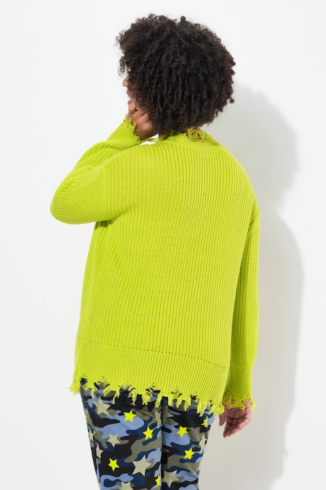 Pullover, oversized, Fransen, Langarm