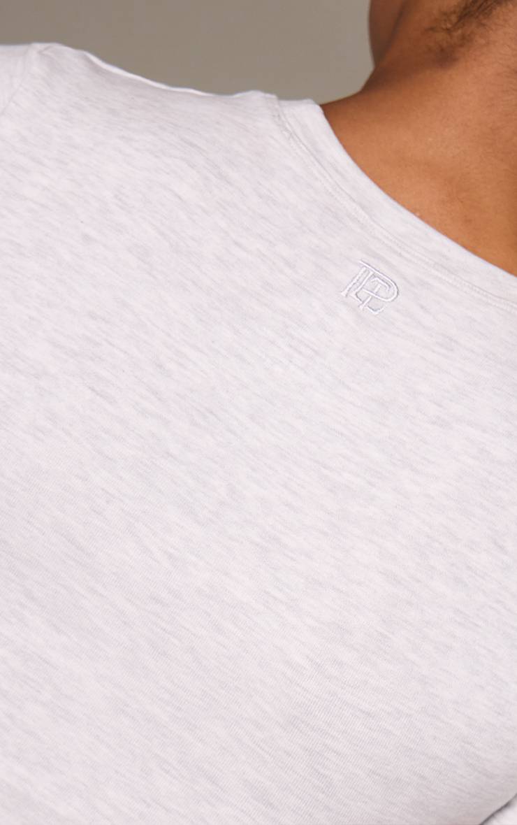 Gris Haut Ajusté À Manches Courtes En Coton Doux