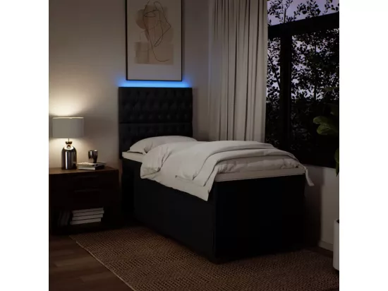 Sommier à lattes de lit avec matelas Noir 90x190 cm Tissu