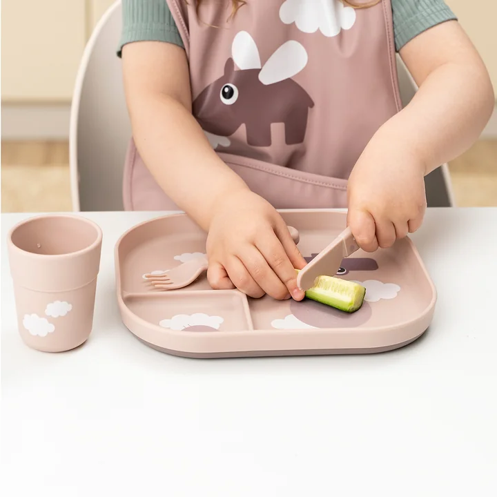 Done by Deer - Foodie Kinderbesteck-Set, Confetti, sand (3er-Set)