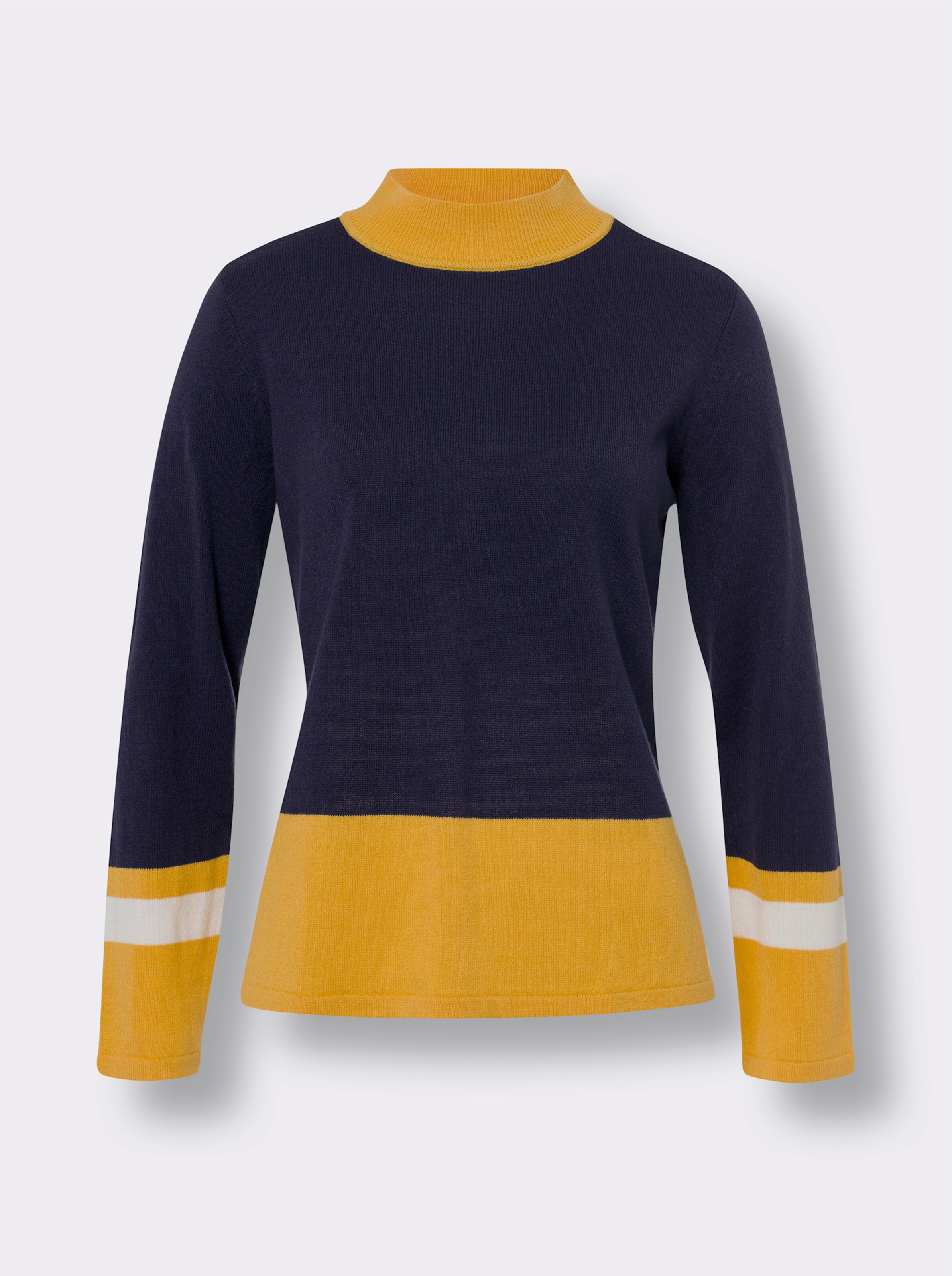 Langarm-Pullover im Color-Blocking-Dessin