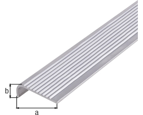 Traprandprofiel, natuurlijk aluminium, 40x15x2 mm, 1 m