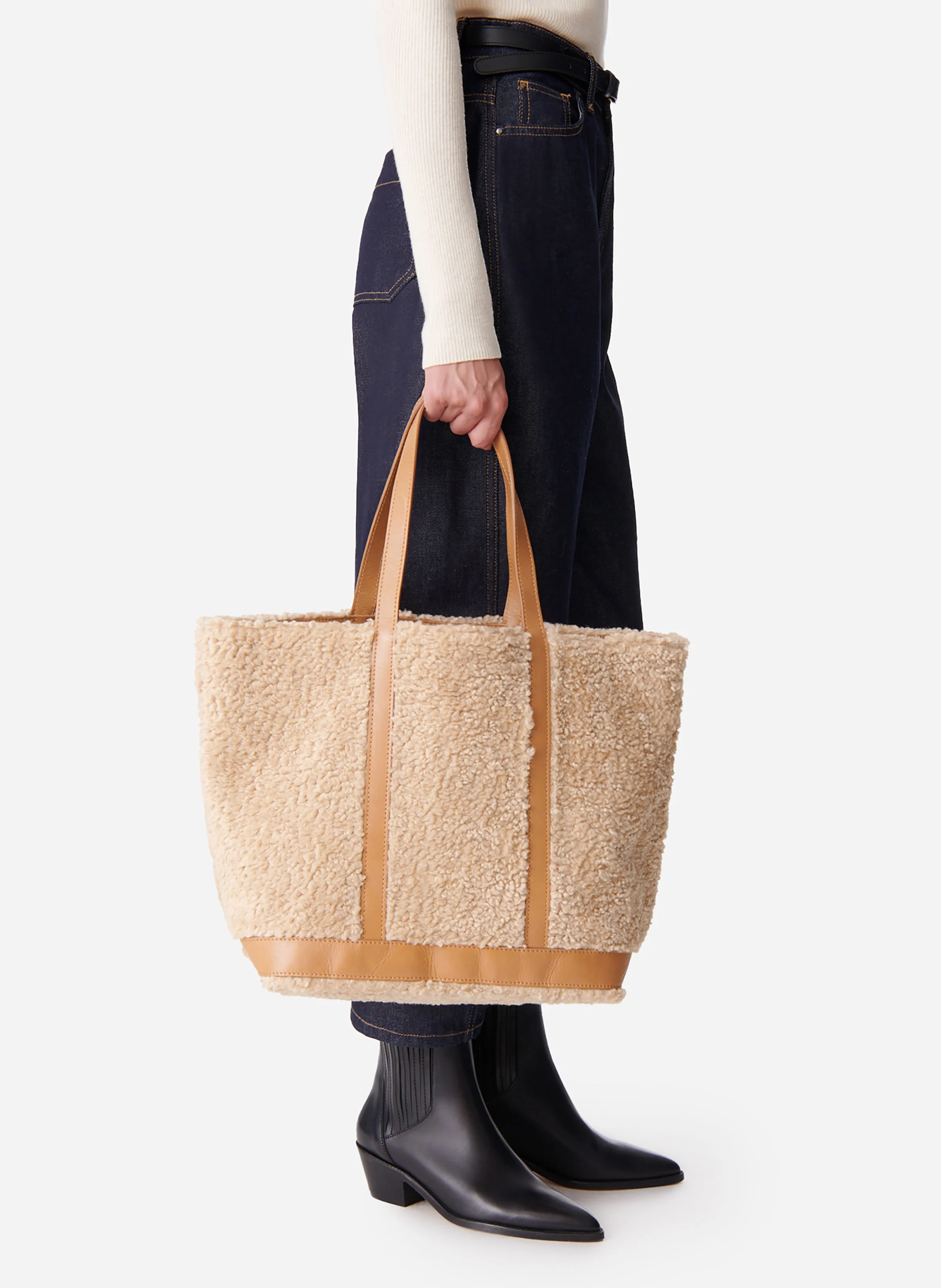 CABAS L - Cabas L effet fourrure | Beige