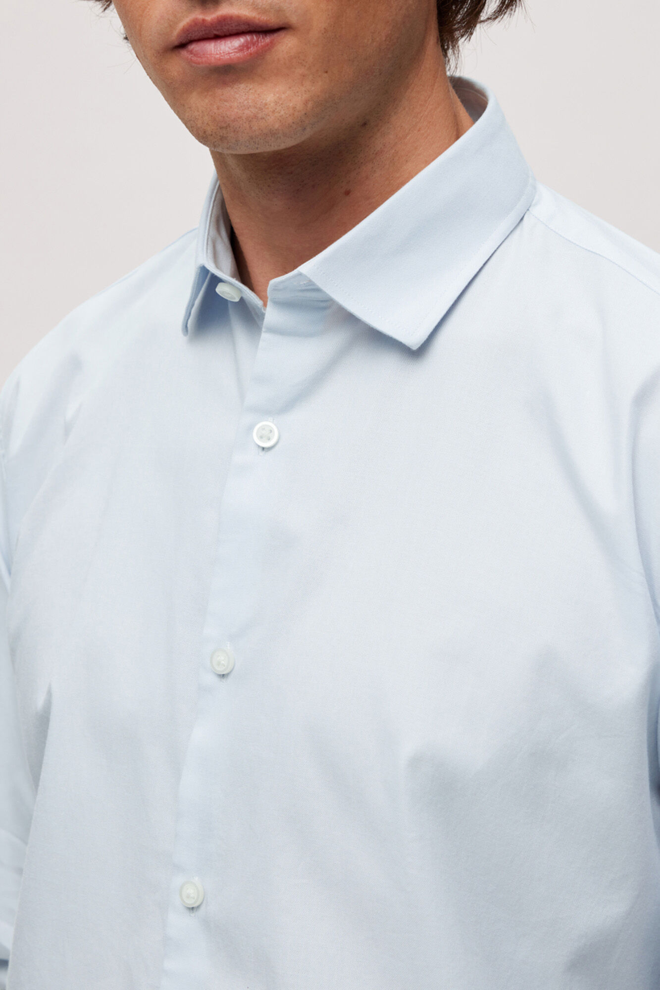 Camisa social de manga comprida em algodão orgânico - Azul