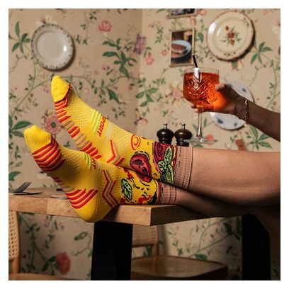 Chaussettes de Trail BV Sport Collection ''Nutrisocks'' Pizza Jaune/Multicolore