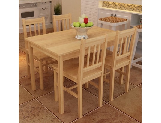 VIDAXL - Ensemble table et chaises Table de salle à manger en bois avec 4 chaises naturel