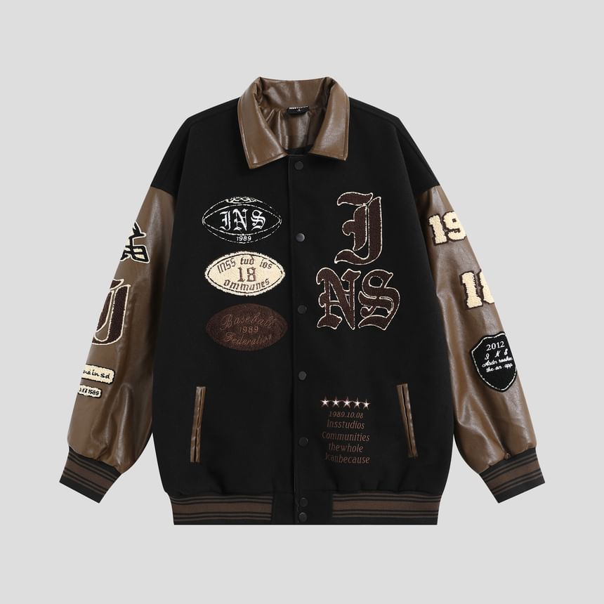 Banash - Matching baseballjack met geborduurde letters en knoopjes