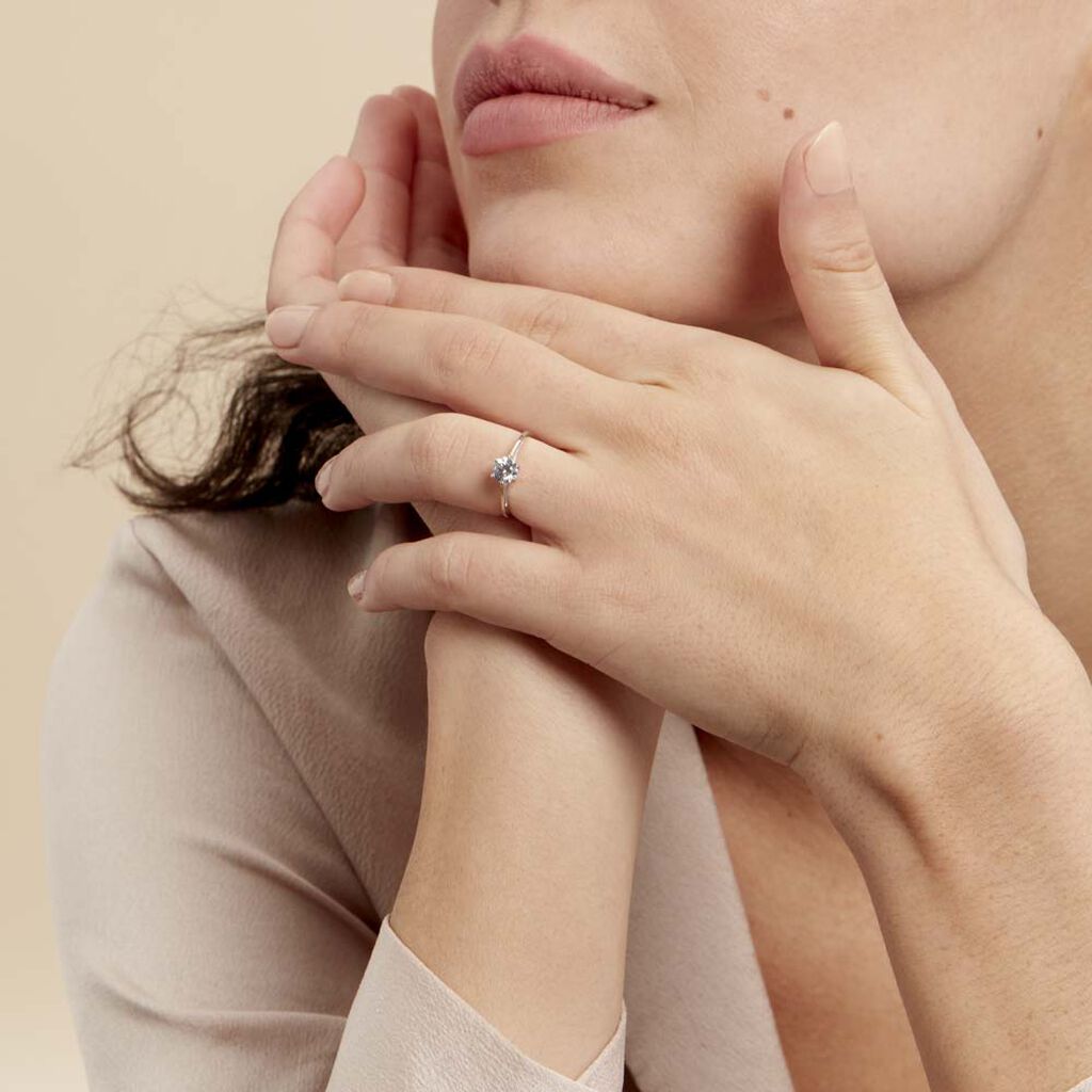 Bague Solitaire Lydia Argent Blanc Oxyde De Zirconium