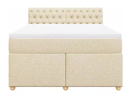 Sommier à lattes de lit avec matelas Crème 160x200 cm Tissu