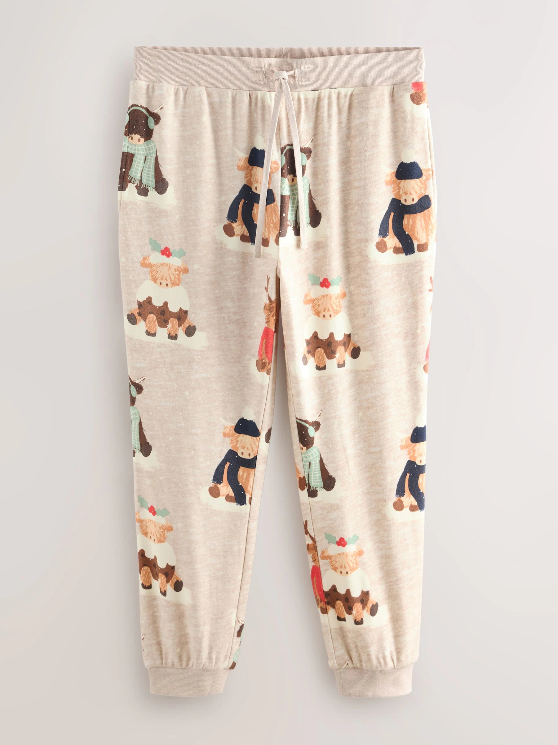 Havermout Hamish The Highland Cow - Bijpassende familie Kerstmis Pyjama's met Lange mouwen