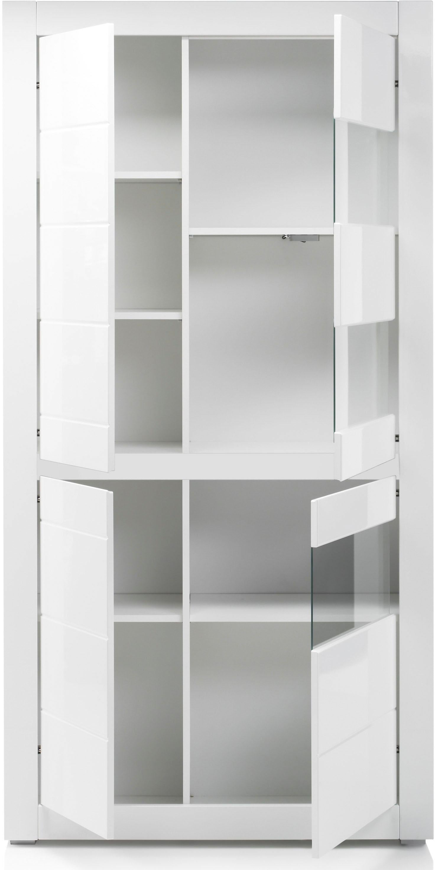 INOSIGN Vitrine »Carat« Höhe 198 cm, zwei Leisten angeliefert, 1 x grau, 1 x weiss