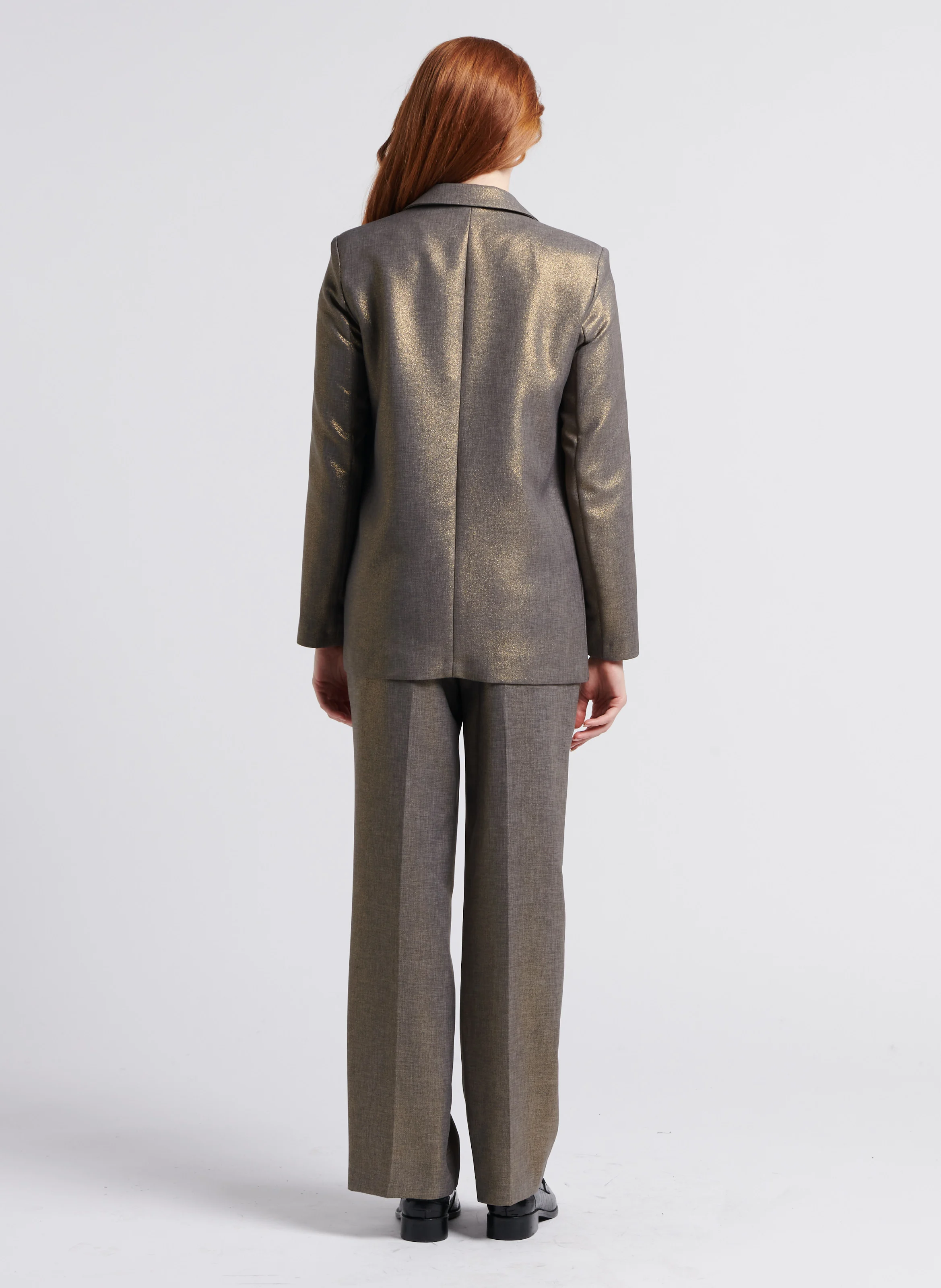Blazer droit métallisé| Gris