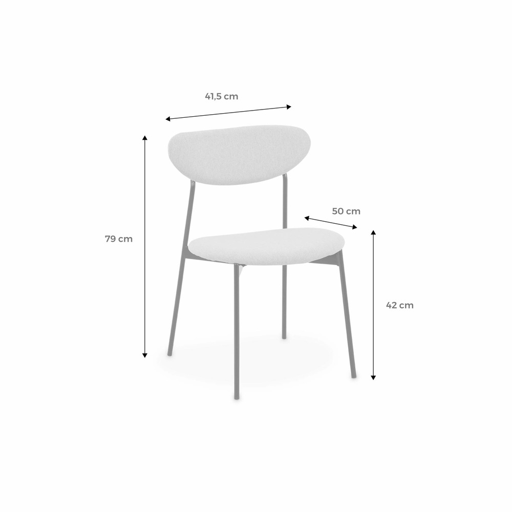 Lot de 2 chaises - arty - scandinaves et vintage. Assise et dossier gris clair. Pieds en acier