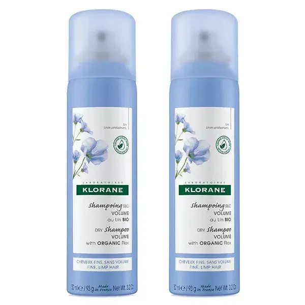 Klorane Lin Shampoing Sec Volume Lot de 2 x 150ml