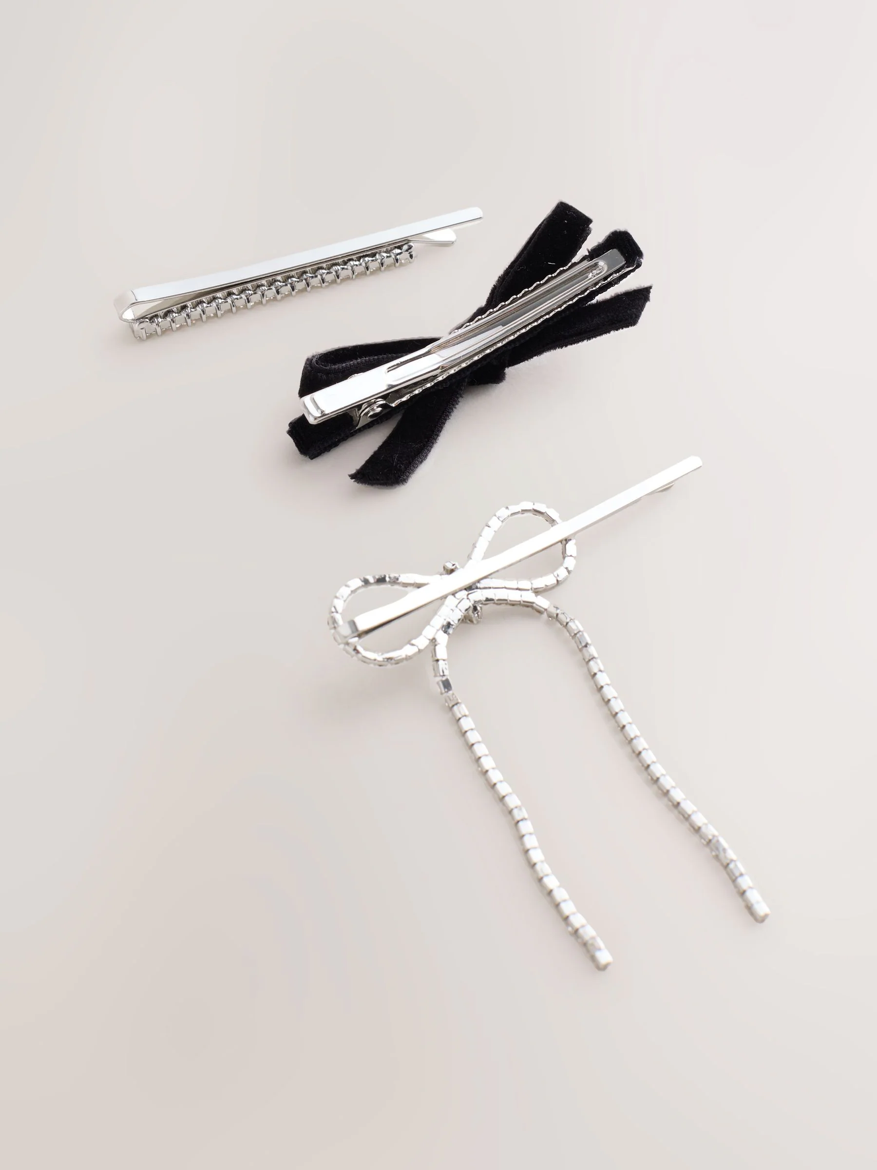 Zilverkleurig - Sparkle Bow Hair Slides 3 Pack