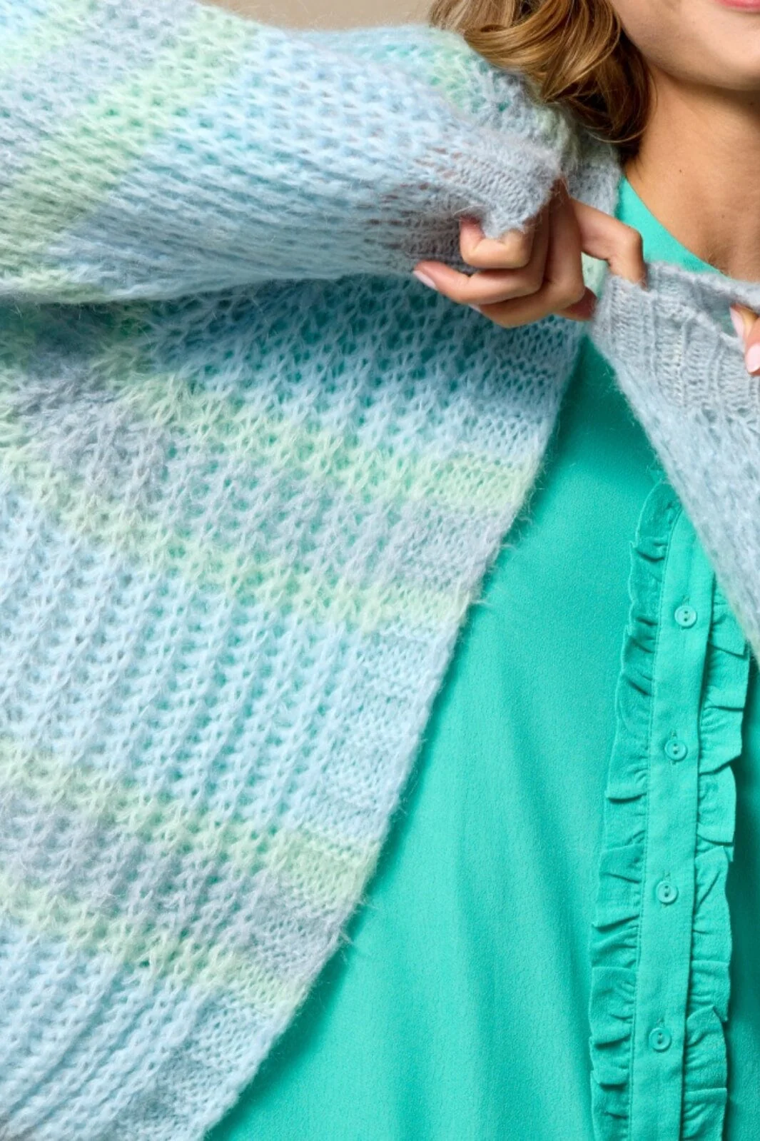 Noella Vera Knit Cardigan light blue blue mint mix