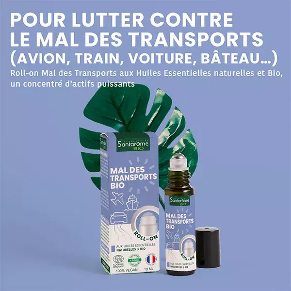 Roll-on orgânico Santarome para enjoo de movimento com óleos essenciais 10 ml