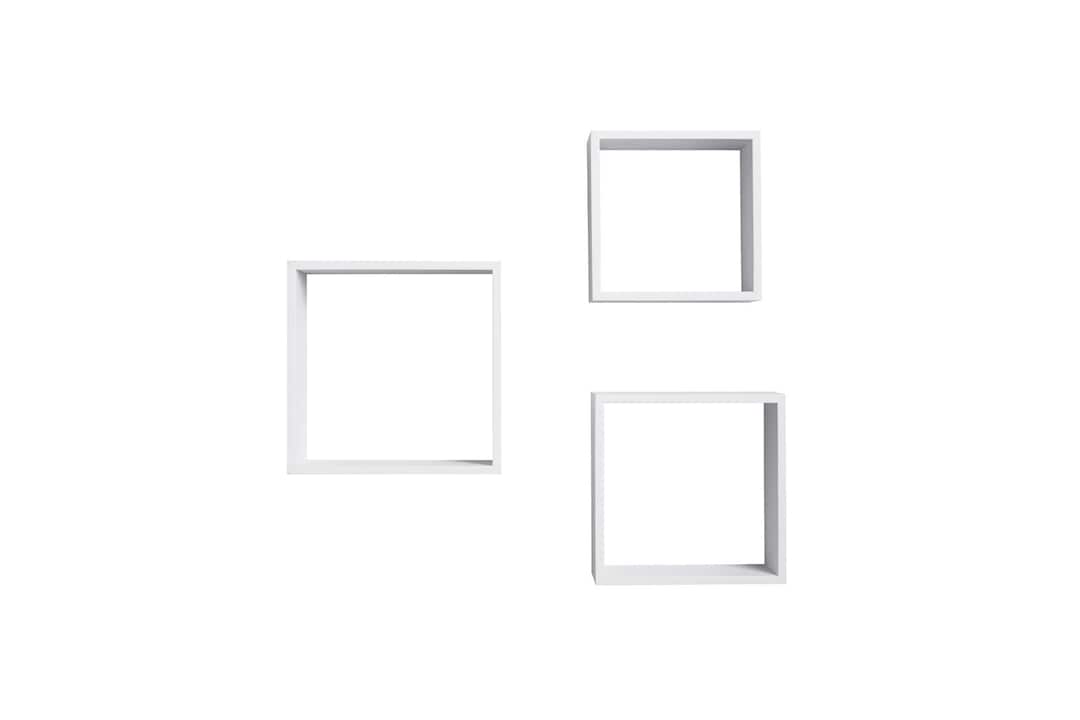 Wandregal Cub 3er-Set Braun 30x30/27x27/24x24 cm