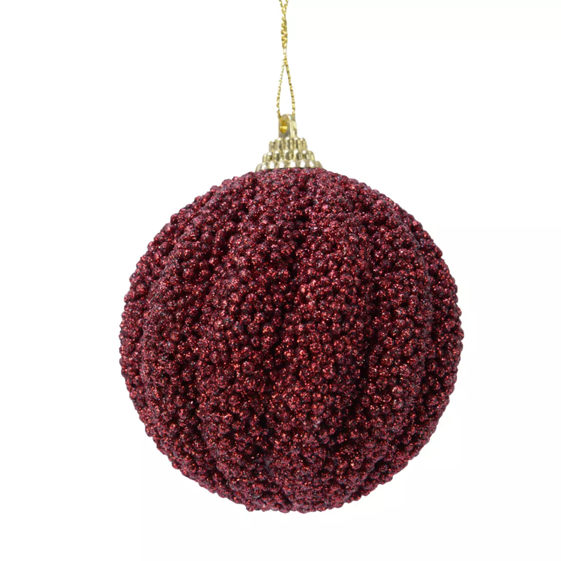 Lot de 12 boules de Noël (D80 mm) Etincelle Bordeaux